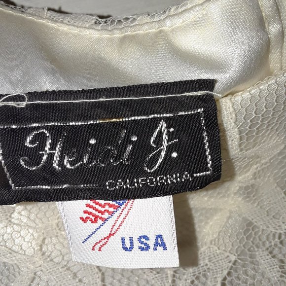 Vintage, Lace Overlay Midi Dress, Short Sheer Lace Sleeves - Picture 5 of 6